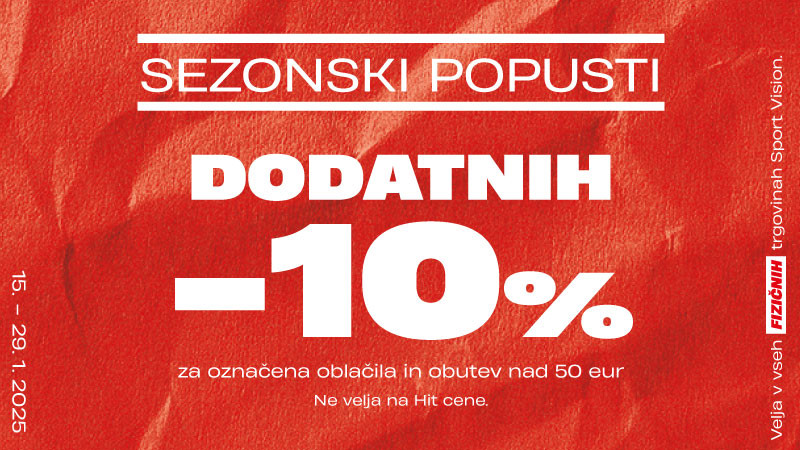 Sezonski popusti v fizičnih trgovinah Sport Vision