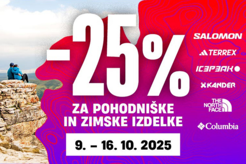 -25% za pohodniške in zimske izdelke