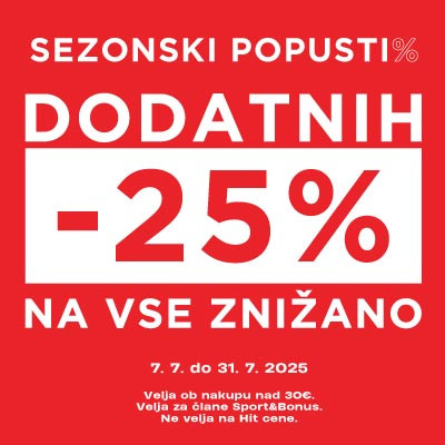 SEZONSKI POPUSTI + DODATNIH -25 % v trgovinah Sport Vision!