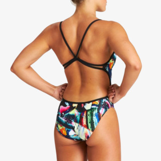 W COLOURFUL PAINTINGS LACE BACK ONE PIEC 