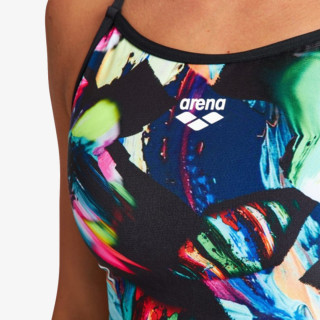 W COLOURFUL PAINTINGS LACE BACK ONE PIEC 