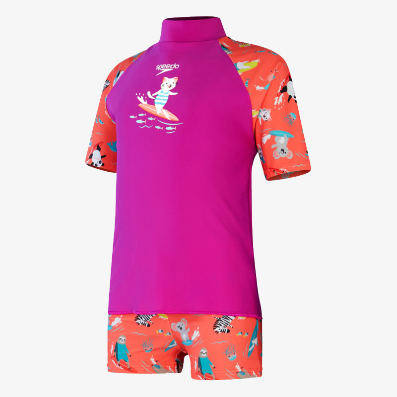 Speedo Girls Digital Short Sleeve Rash Top Set 
