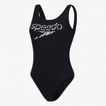 SPEEDO LOGO DEEP U-BK HI LEG 1PC AF BLACK/WHITE 