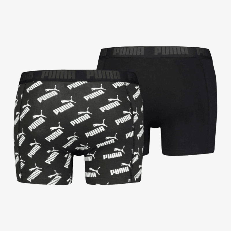 Puma PUMA KIDS LOGO AOP BOXER 2P BLACK   WHIT 