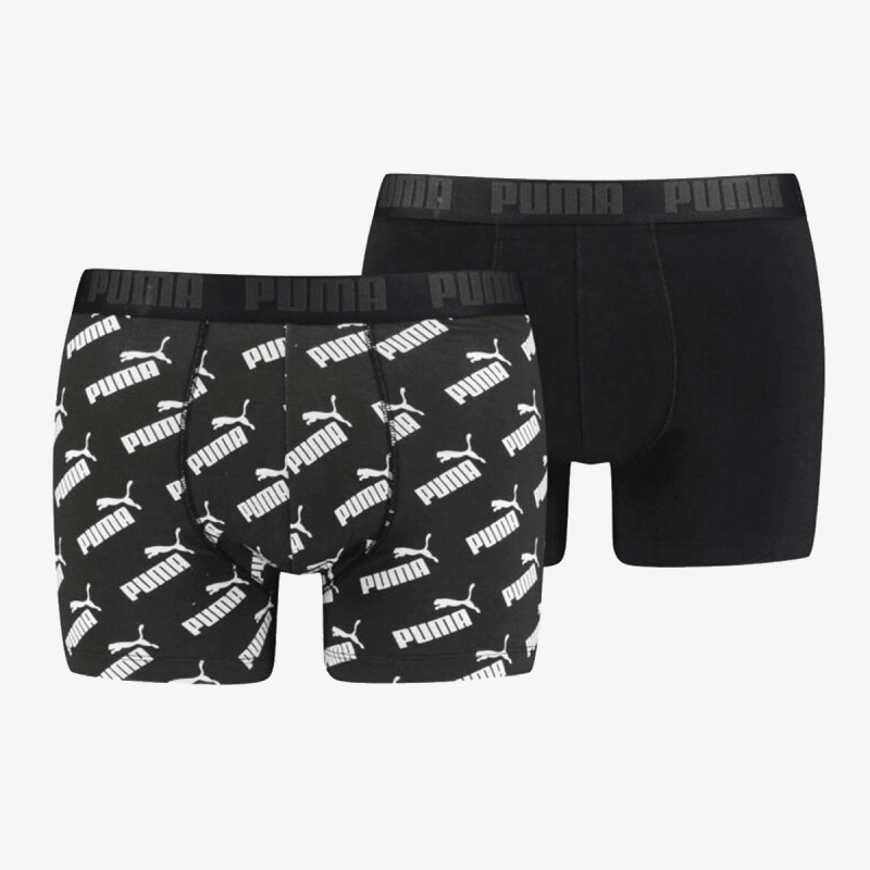 Puma PUMA KIDS LOGO AOP BOXER 2P BLACK   WHIT 