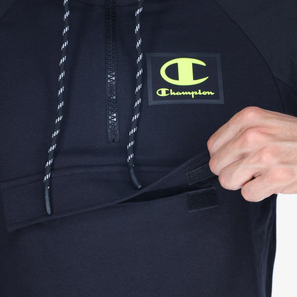 Champion RUBBER LOGO HALF ZIP HOODY 